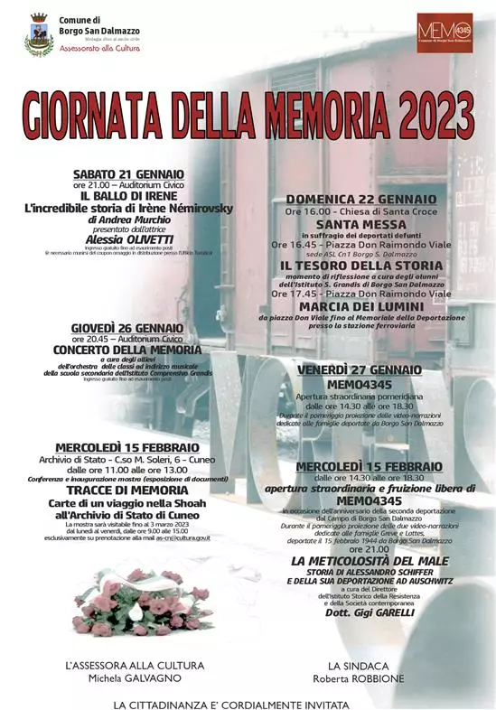 Locandina eventi Giornata della Memoria 2023