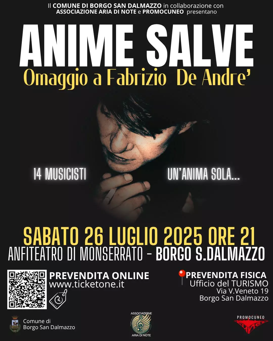 La locandina del concerto tributo a Fabrizio De Andrè