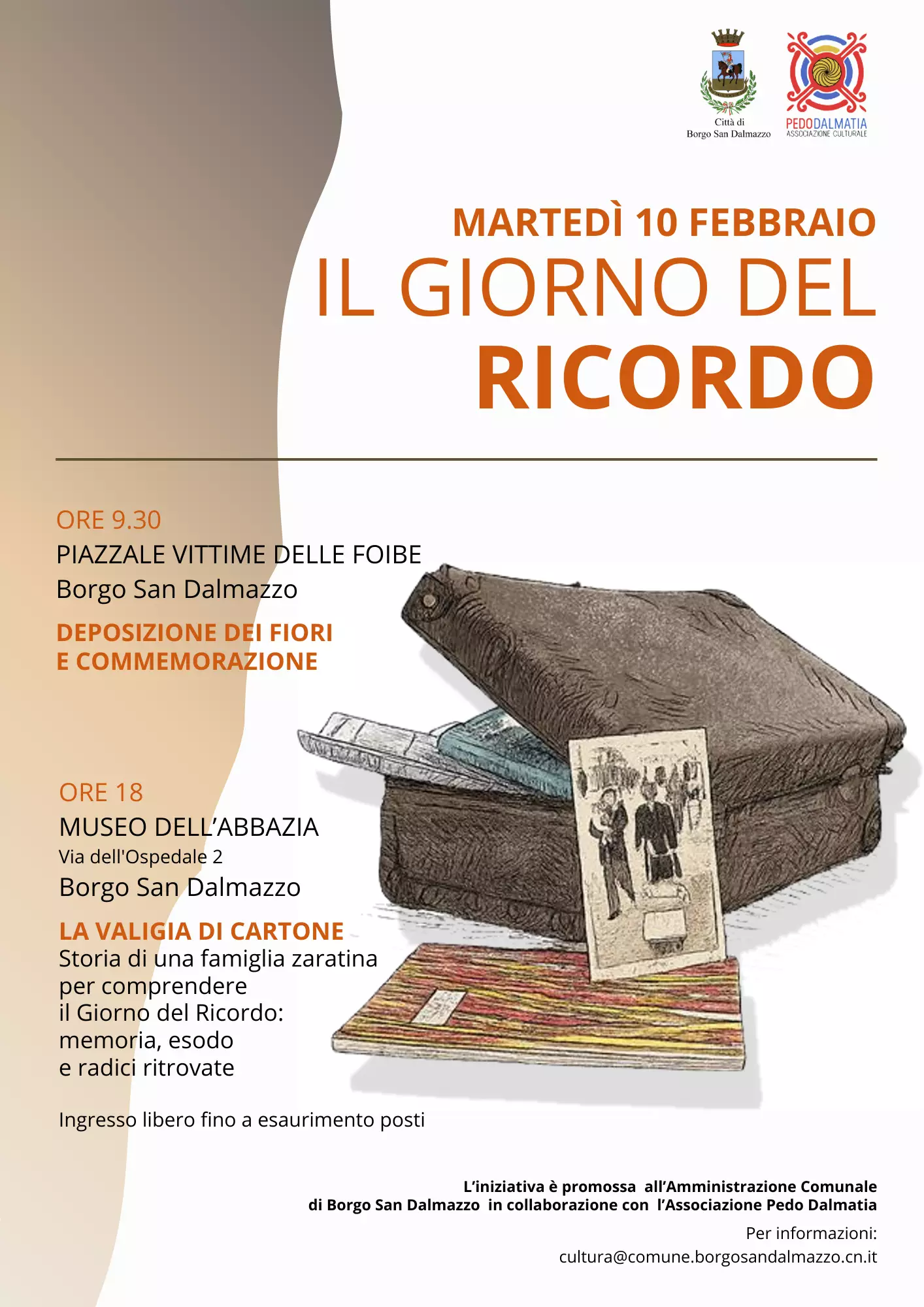 La locandina delle iniziative per il Giorno del Ricordo